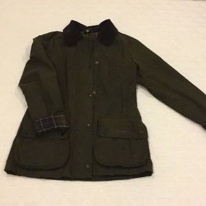 Barbour olive waxed beadnell jacket US size 2